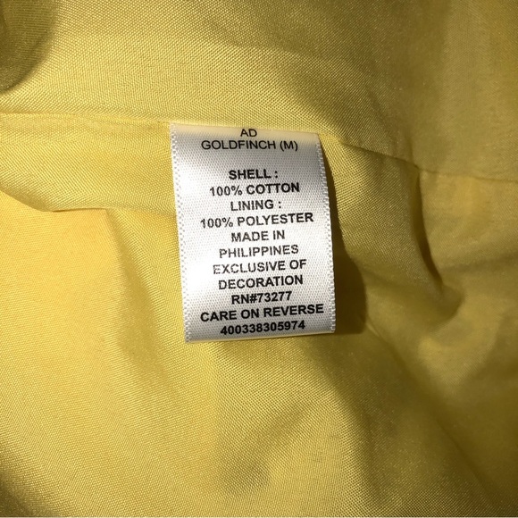 Elle Women’s Dress Eyelet Sunny Yellow Collared Elastic Waist Tie Lined - Picture 9 of 11